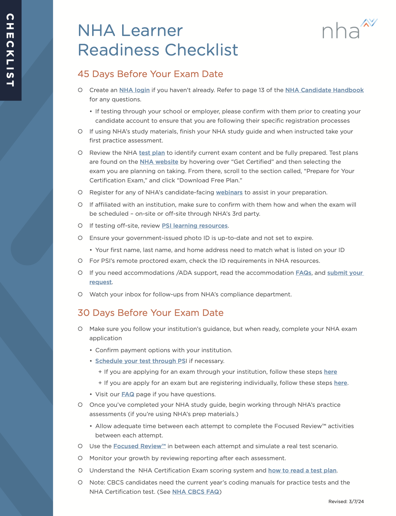 READY SET TEST CHECKLIST visual data 6